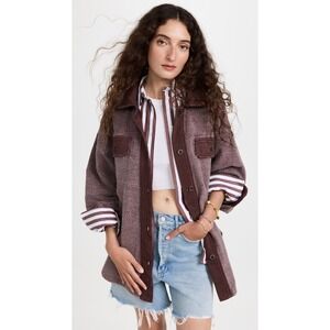 Free People Ruby Jacket Date Night Shaket‎ Burgandy Size Large NEW with tags